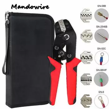 Ручной инструмент с зажимом, 6 зажимов, обжимные инструменты, сменные зажимы, наборы плоскогубцев с храповым механизмом для XH2.54/DuPont2.54/2,8/4,8/6,3/неизолированных/феррул