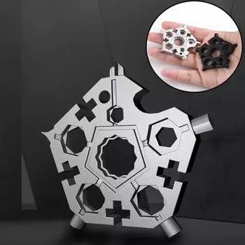 Ручной инструмент Snowflake Multitool 23-в-1 Snow Wrench Tool Spanner Screwdriver Tools Bike Spoke Repair Brake EDC Hex Wrench Key серебряный