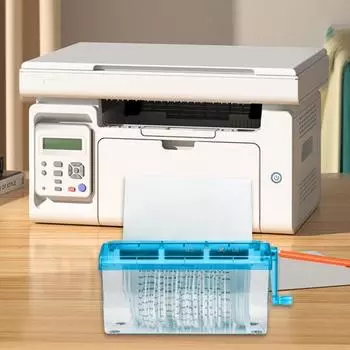Ручной измельчитель бумаги формата А4 Портативный измельчитель бумаги Ручной измельчитель 3 мм Вырезанная полоса Прозрачное окно Документы Инструмент для резки бумаги Канцелярские принадлежности для домашнего офиса синий