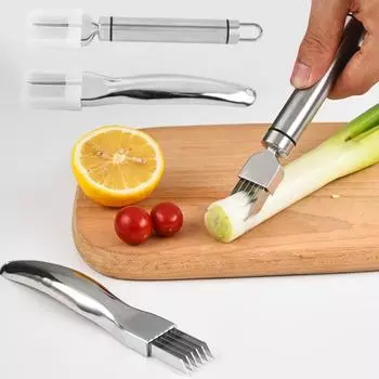 Ручной измельчитель из нержавеющей стали для измельчения лука, острый инструмент для измельчения зеленого лука с 6 лезвиями, нескользящая ручка, кухонная овощерезка Round