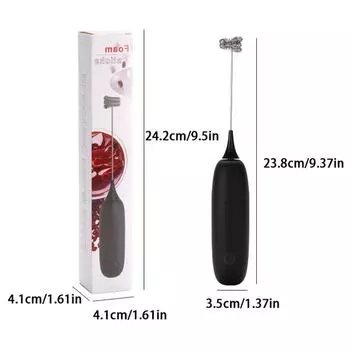 Ручной капучинатор для вспенивания молока, пенообразователь для кофе, венчик для взбивания яиц, мешалка для шоколада, мини-портативный блендер для еды, кухонный инструмент для венчика чёрный