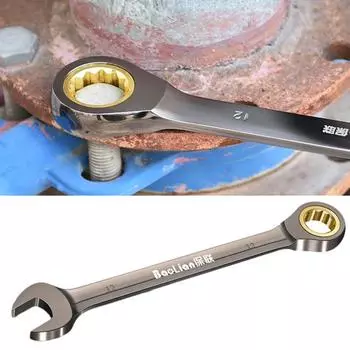 Ручной ключ с трещоткой, высокая твердость, удлиненный торцевой ключ с двойной головкой для мастерской 10