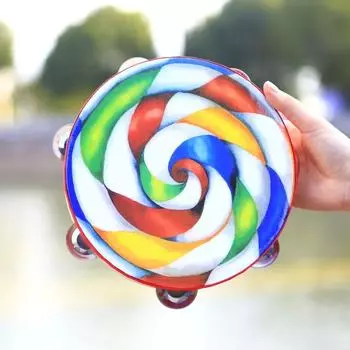 Ручной колокольчик леденец тамбурин с тарелкой ручной барабан игрушка однорядный ручной барабан вечеринка KTV 6Inch