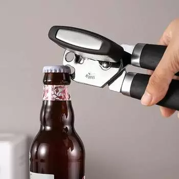 Ручной консервный нож Yousheng 3 в 1, эргономичный, острый, с боковым вырезом, легкая поворотная ручка, открывалка для бутылок, многофункциональный ручной консервный нож для кухни чёрный