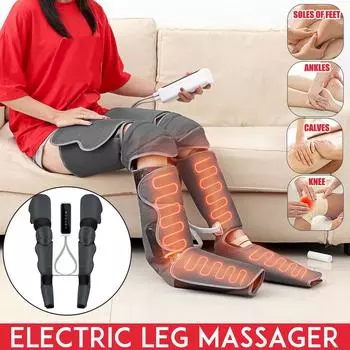 Ручной контроллер Электрический массажер для ног Сжатие воздуха Пневматические воздушные обертывания с подогревом стоп и икр Расслабление мышц Облегчение боли