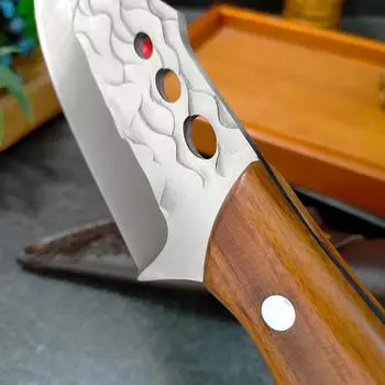 Ручной кованый нож для обвалки 5Cr15mov из нержавеющей стали, кухонный нож для разделки мяса, тесак для убоя, поварской нож с чехлом