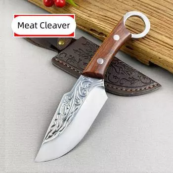 Ручной кованый нож для разделки мяса, нож для нарезки овощей и фруктов, кухонные ножи для поваров с деревянной ручкой