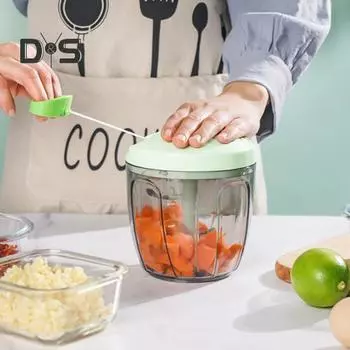 Ручной кухонный комбайн, многофункциональный измельчитель овощей, нож для чеснока, орехов, лука, портативный мини-измельчитель для кемпинга, инструмент для приготовления пищи зелёный