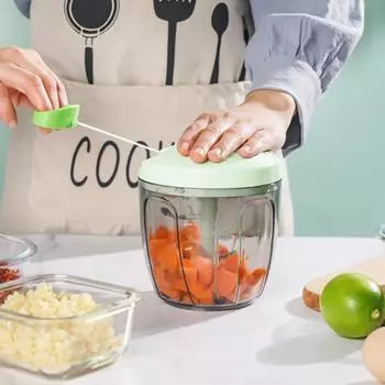Ручной кухонный комбайн, многофункциональный измельчитель овощей, нож для чеснока, орехов, лука, портативный мини-измельчитель для кемпинга, инструмент для приготовления пищи зелёный