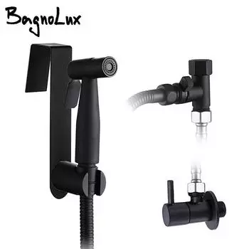 Ручной латунный черный хромированный матовый нержавеющая сталь настенный унитаз биде распылитель угловой сливной клапан комплект