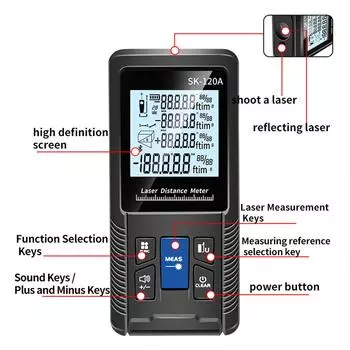 Ручной лазерный дальномер 40 м 50 м 70 м 100 м 120 м Цифровой sFinder Рулетка Линейка Тестовый инструмент Лента для измерения расстояний 40