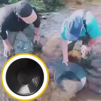 Ручной лоток для промывки, мощный, с тремя канавками, лоток для разведки редких металлов, портативный, легкий, круглый, пластиковый, просеивающий инструмент синий