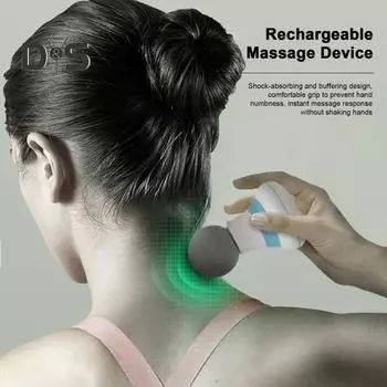 Ручной массажер для тела, ударный массажер для глубоких тканей, мышцы с 6 скоростями, перезаряжаемый от USB, портативный электрический массажер для мышц розовый