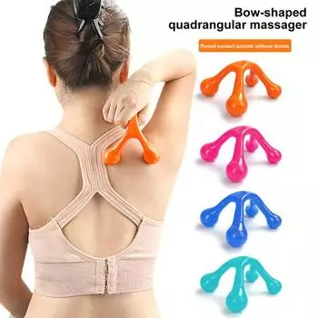 Ручной массажер для всего тела, 4-х ножная точка давления, глубокая боль в тканях, восстановление мышц, физиотерапия, инструмент для массажа плеч, рук, шеи, спины и ног темно-оранжевого