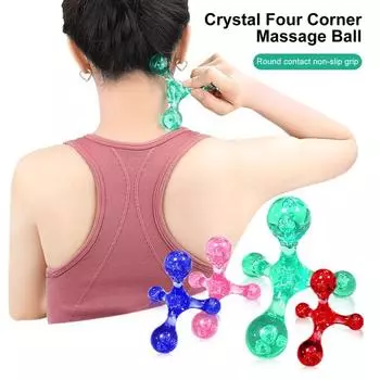 Ручной массажер для всего тела, 4-х ножная точка давления, глубокая боль в тканях, восстановление мышц, физиотерапия, инструмент для массажа плеч, рук, шеи, спины и ног розовый