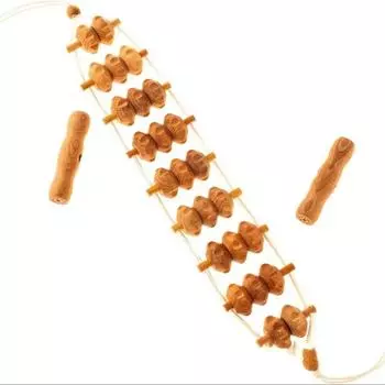 Ручной массажер-ролик из бука для плеч и спины Beech Roller Pull Back