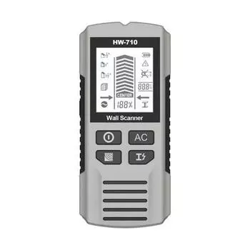 Ручной металлоискатель с ЖК-дисплеем, высокоточный многофункциональный портативный сканер проводов и труб с питанием от батареи серебряный