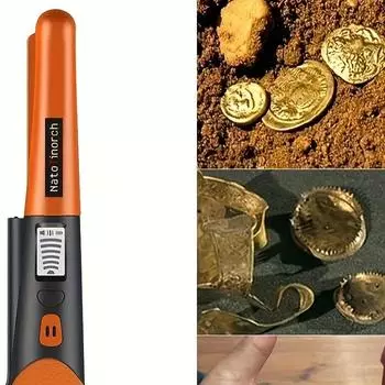 Ручной металлоискатель, высокочувствительный металлоискатель с ЖК-дисплеем и поясной сумкой, сканирование на 360°, полноценный металлоискатель оранжевый