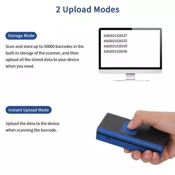 Ручной мини-сканер штрих-кода Aibecy 1D 2D QR 3 в 1 BT и 2,4G, беспроводной и проводной USB-считыватель штрих-кодов разноцветный
