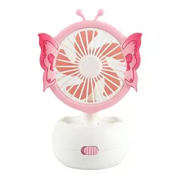 Ручной мини-вентилятор для детей, небольшой портативный USB-перезаряжаемый настольный бесшумный охлаждающий вентилятор с розовой бабочкой