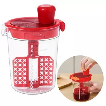 Ручной миксер для приправ с U-образным горлом, вращающийся шейкер для салатной заправки, кухонная чашка для смешивания красный