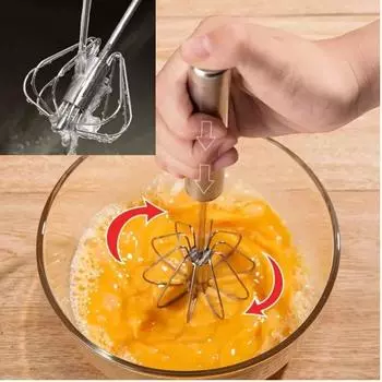 Ручной миксер для взбивания яиц, полуавтоматическая мешалка для яиц, инструменты для яиц из нержавеющей стали, мешалка-венчик, смесительный пресс, ротационная посуда для крема