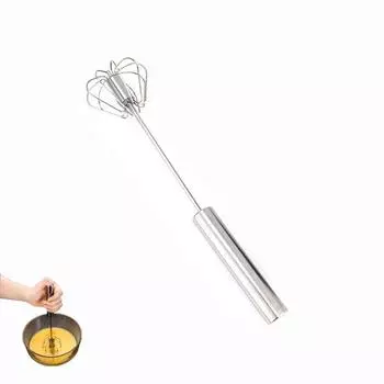 Ручной миксер, венчики для взбивания яиц из нержавеющей стали, 12-дюймовый венчик из нержавеющей стали, ручной миксер с вращающимся венчиком для смешивания и взбивания серебряный