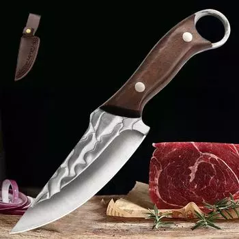 Ручной мясницкий нож-тесак, ножи для разделки мяса, кухонные ножи из нержавеющей стали, кухонный нож для рыбалки, кухонные принадлежности с чехлом WITH COVER