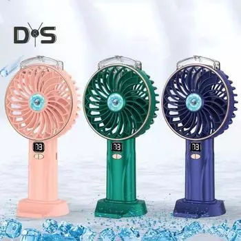Ручной небольшой распылительный вентилятор с 5 настройками скорости Цифровой дисплей Мини-вентилятор с питанием от батареи Персональный распылительный вентилятор для охлаждающей воды розовый