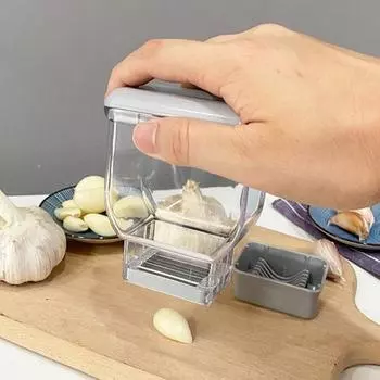 Ручной нож для чеснока, лезвия из нержавеющей стали, простой в использовании, быстрая подготовка чеснока, защита от травм рук, нож для чеснока серый