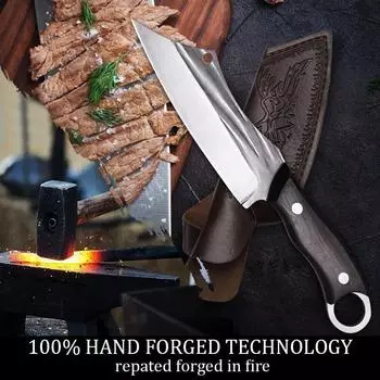 Ручной нож для мяса из нержавеющей стали, выкованный вручную, обвалочный нож, бытовой нож для мяса, острый нож, нож для фруктов белый