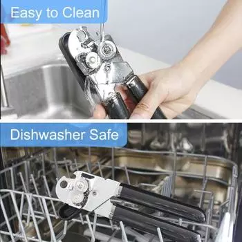 Ручной открывалка для консервных банок, сверхмощная открывалка для бутылок с гладкими краями, противоскользящая ручка, можно мыть в посудомоечной машине, многофункциональный кухонный инструмент для домашнего использования чёрный