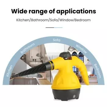 Ручной отпариватель с резервуаром для воды Нескользящая конструкция ручки Запуск одной кнопкой Очистка паром Широко используемый мощный пароочиститель EU Plug жёлтый