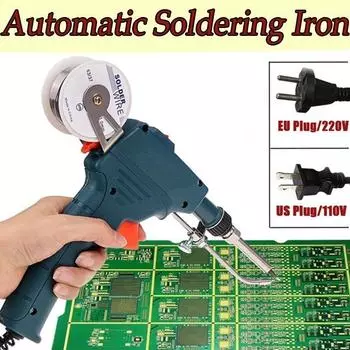 Ручной паяльник с внутренним нагревом, автоматическая отправка оловянного пистолета, паяльная станция, инструмент для ремонта сварки США/ЕС зелёный