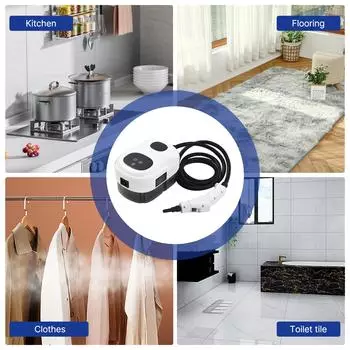 Ручной пароочиститель под давлением для глубокой очистки с 8 аксессуарами, умный сенсорный экран для одежды, стекла автомобиля, окна, кухни EU белый