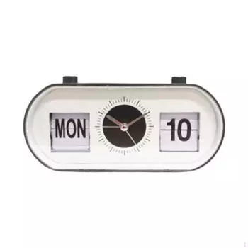 Ручной перекидной календарь аналоговых настольных часов с будильником для офиса Silver Clock hands