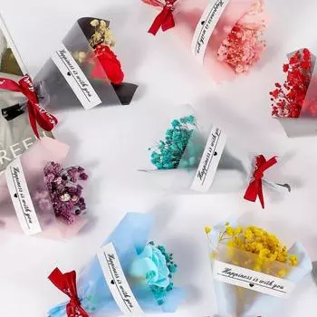 Ручной подарок Мини Полная звезда Букет из сушеных цветов Подарочный набор с небольшим подарочным букетом Мыло Цветочный букет вечности Baby s Breath красный