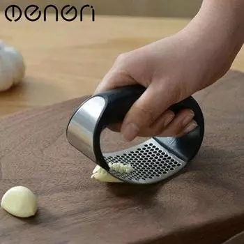 Ручной пресс для чеснока, рокер с ручкой, соковыжималка для чеснока из нержавеющей стали, слайсер, мясорубка, измельчитель, кухонный гаджет, инструмент чёрный