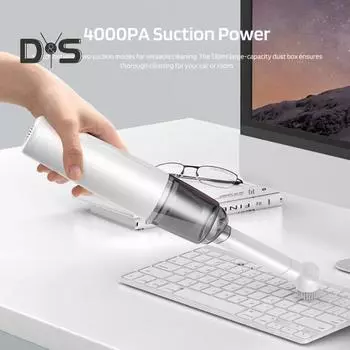 Ручной пылесос 4000 Па, мощное всасывание, низкий уровень шума, перезаряжаемый портативный многоцелевой беспроводной пылесос белый