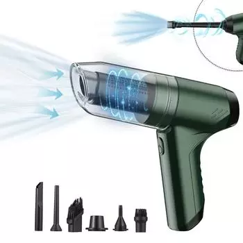 Ручной пылесос, беспроводной, 19000 Па, мощное всасывание и выдув, 3 в 1, пылеуловитель и воздуходувка. зелёный