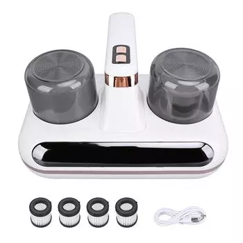 Ручной пылесос для кровати 16 кПа с сильным всасыванием и низким уровнем шума, пылесос для матрасов с 4 моющимися насадками