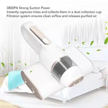 Ручной пылесос для матрасов с УФ-удалением запаха клещей 3800PA Мощная всасывающая машина для очистки кровати
