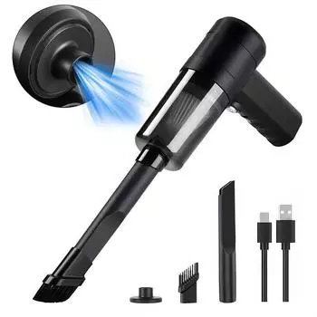 Ручной пылесос с USB-аккумулятором, Автомобильный ручной бытовой пылесос, Полностью автоматический мощный мощный пылесос чёрный