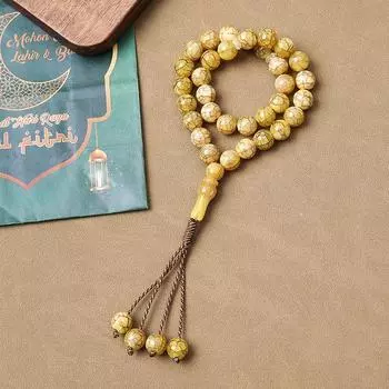 Ручной работы 33-бусинный браслет-четки с эффектом кракелюра - Мусульманские саудовские молитвенные бусины