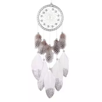 Ручной работы бусины из перьев висячие украшения Ловец снов стены автомобиля Декор окна подарок серебряный