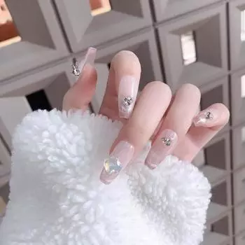 Ручной работы Чистый Накладной Ноготь Балетный Патч Белый Простой Милый Накладной Ноготь Цветок Свежий L