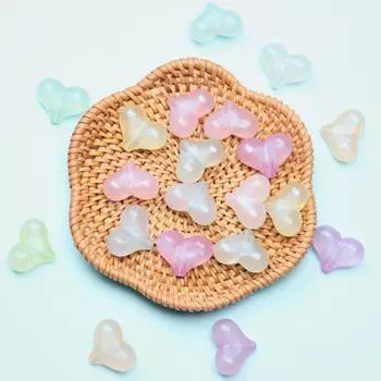 Ручной работы DIY бусины в виде сердца с вертикальным отверстием для изготовления ювелирных изделий, ожерелье, бусины с бантом и горизонтальным отверстием, 20 шт., аксессуары для подвесок, флуоресцентный цвет, мода Heart разноцветный