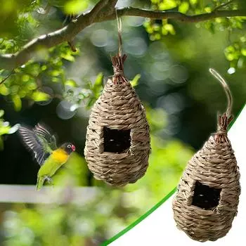 Ручной работы Дом Колибри Креативные Птичьи Гнезда Hibiscuser Трава Моделирование Скворечник Садоводство Подвесные Украшения One Size разноцветный
