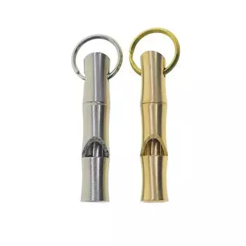 Ручной работы из твердой латуни и нержавеющей стали 304 бамбуковый спасательный свисток брелок для ключей с кольцами 20 мм EDC FOB DIY застежка