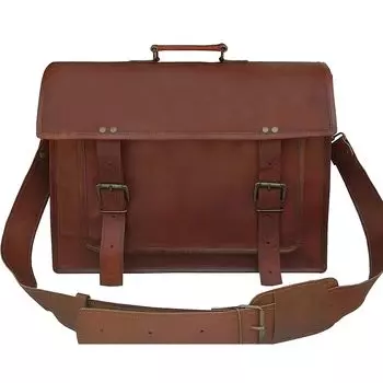 Ручной работы натуральная винтажная мужская кожаная сумка-мессенджер через плечо портфель 16 x 12 x 5 in коричневый